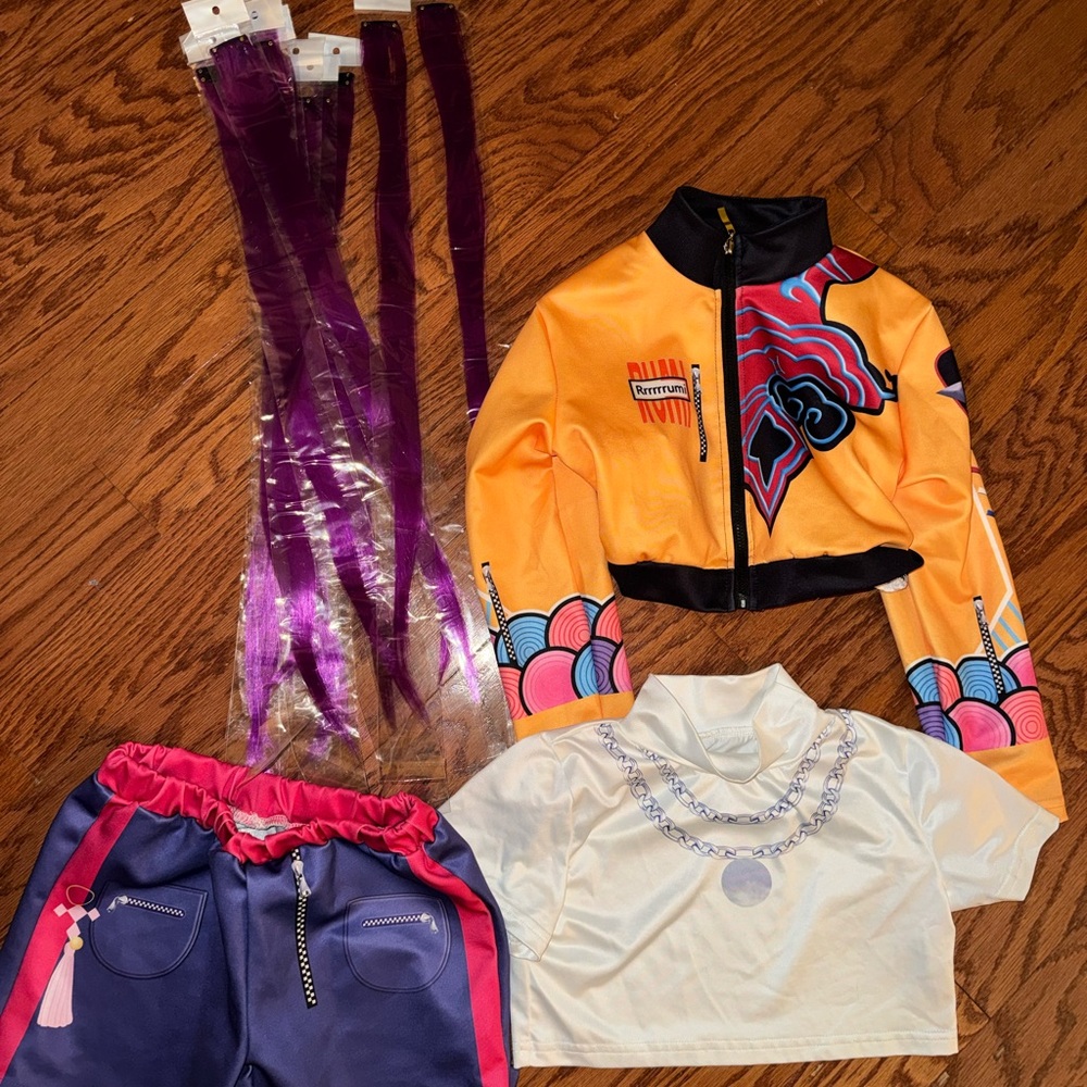 Vibrant Orange and Purple Kids Costume Set